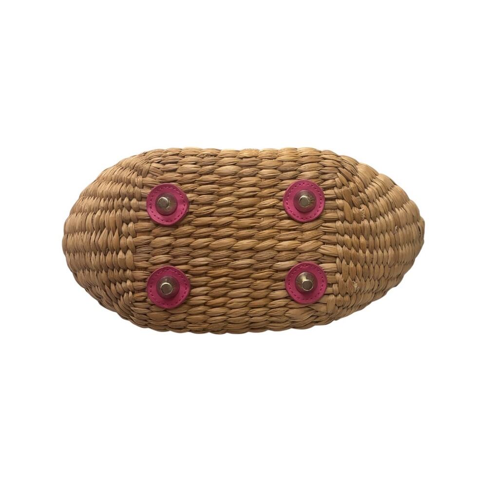 Vintage Banana Republic Y2K woven straw & pink vinyl bucket bag - Picture 7 of 8